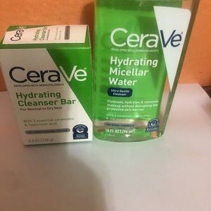 Cerave hydrating micellar water and Cerave hydrating cleanser bar bundle